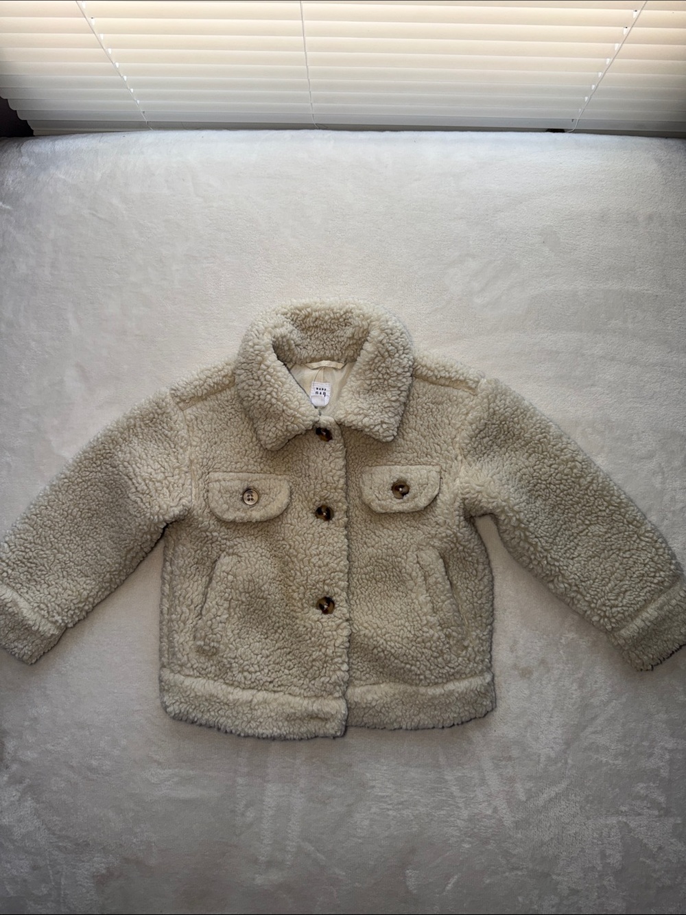 GAP Cream Sherpa Button-Front Coat